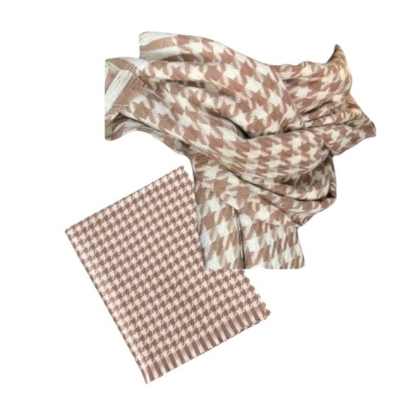 Time And Tru Brown Strip Houndstooth Blanket Wrap - Picture 9 of 10